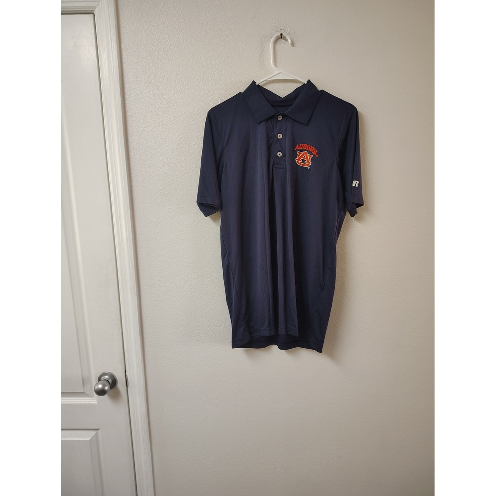 Russell Auburn Tigers Polo Shirt Mens Medium Navy Blue NCAA Performance Athletic